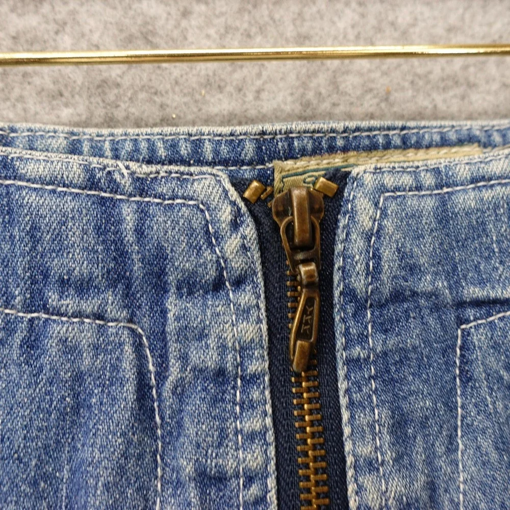 Vintage 90s Y2K Indie Grunge Skirt Women SMALL 4 Blue Cargo Denim Frayed EXPRESS
